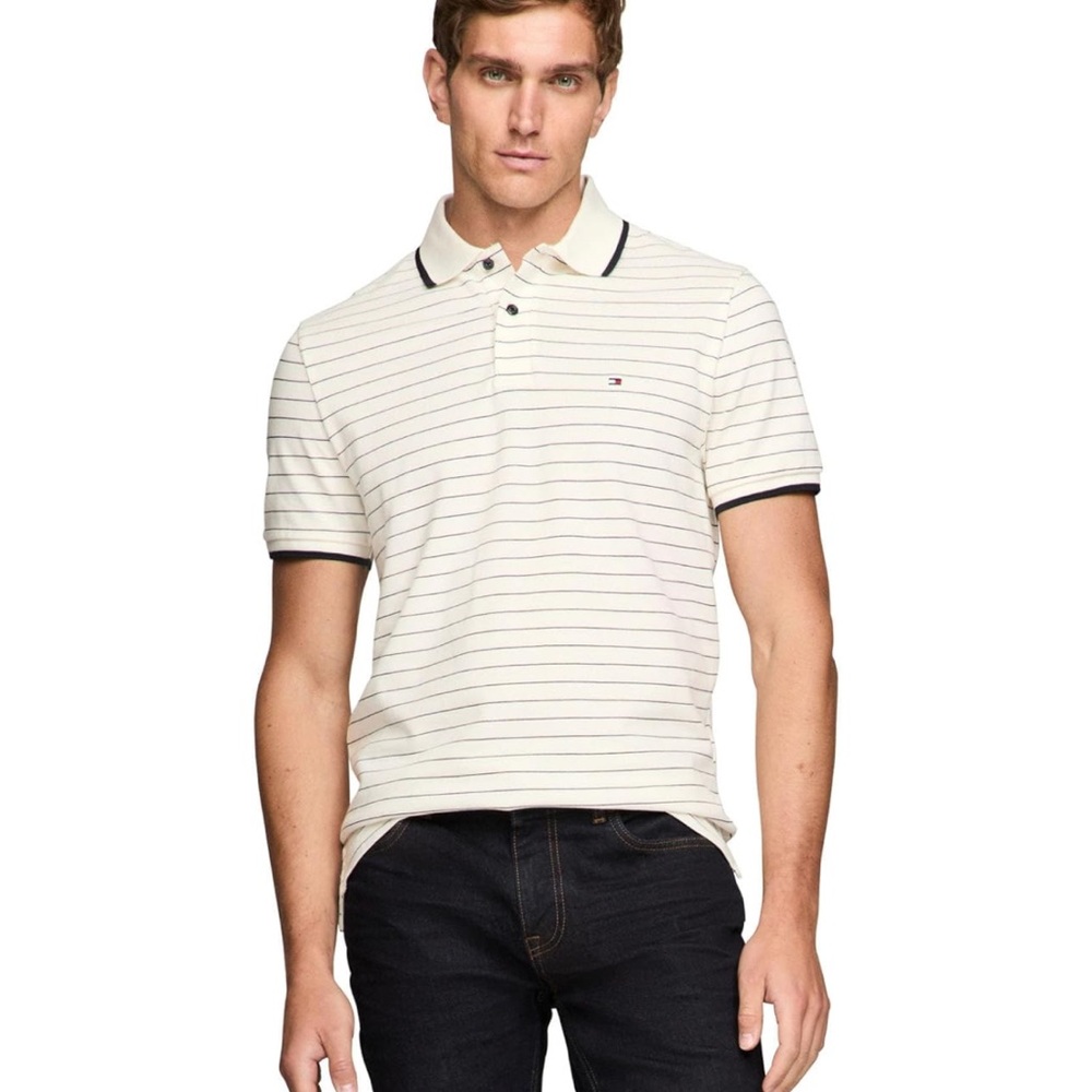 Tommy Hilfiger White and Black Polo Shirt Classic Style